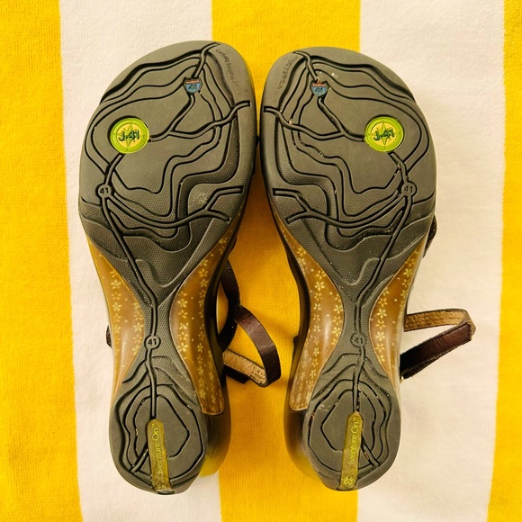 J-41 Adventure On brown leather strappy platform athletic sports sandals. EU 41. - Picture 5 of 16